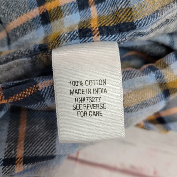 Sonoma Mens Medium Blue Brown Plaid Button Up Shirt - Picture 8 of 8